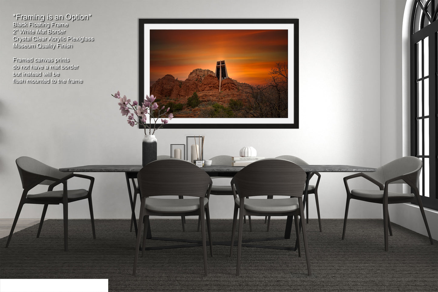 a picture of a dining room with a table and chairs