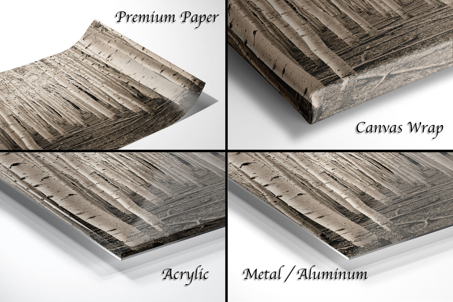 a series of four pictures showing different types of wood