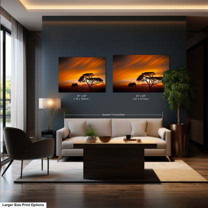 a living room filled with furniture and a painting on the wall