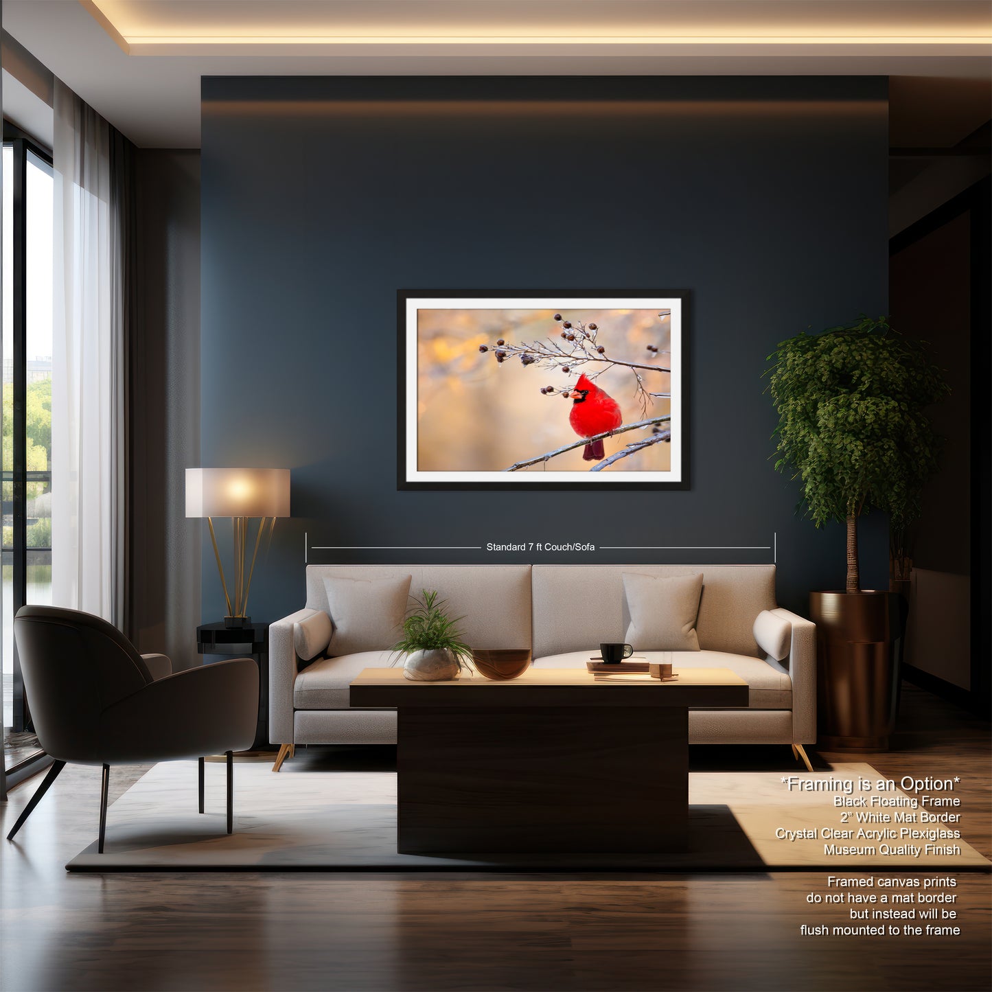 a living room filled with furniture and a painting on the wall