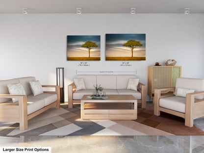 a living room filled with furniture and a painting on the wall
