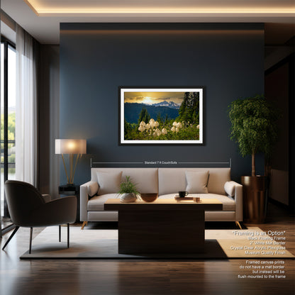 a living room with a couch a chair and a painting on the wall