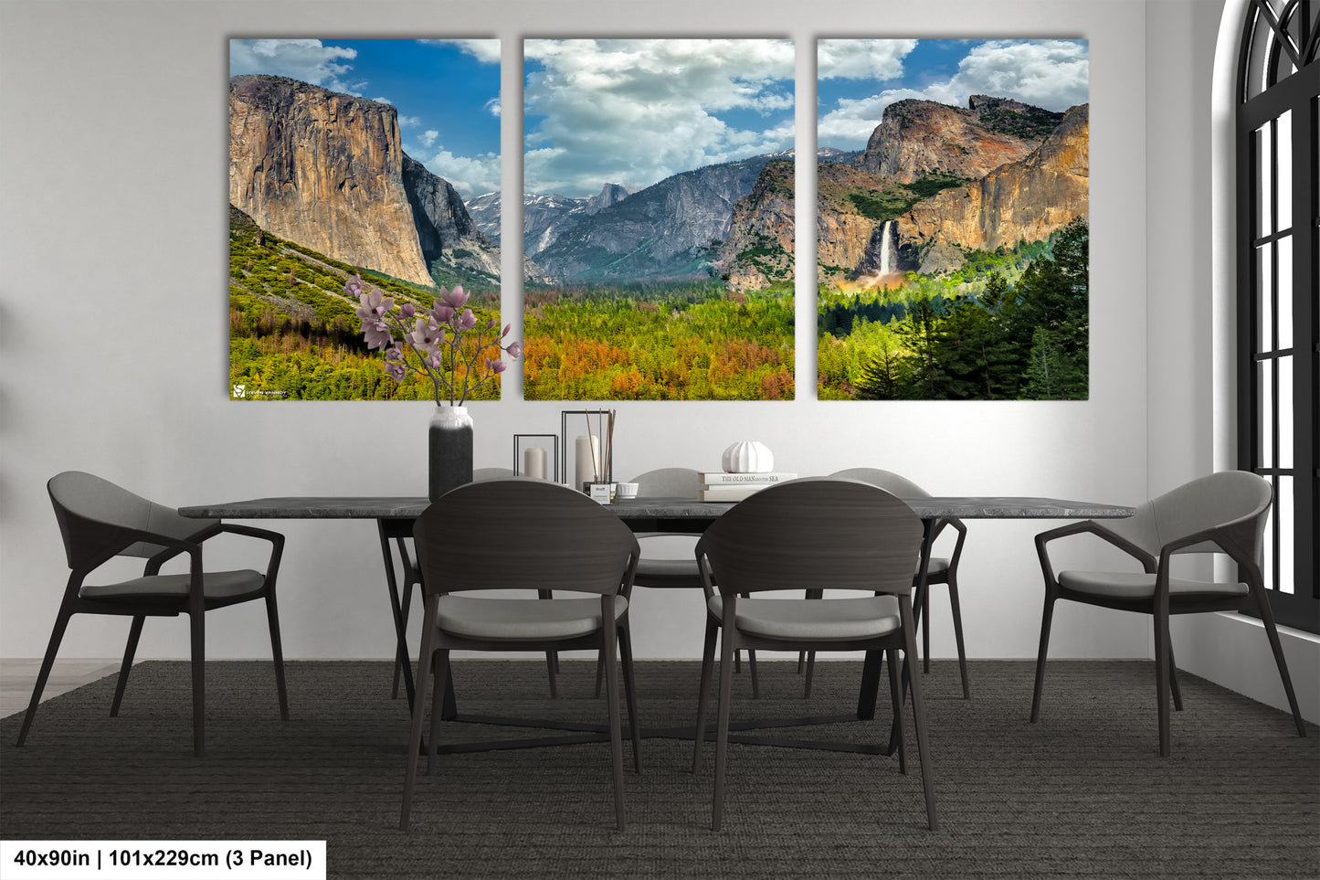 a dining room with a table and chairs