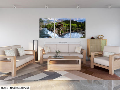 a living room filled with furniture and a painting on the wall