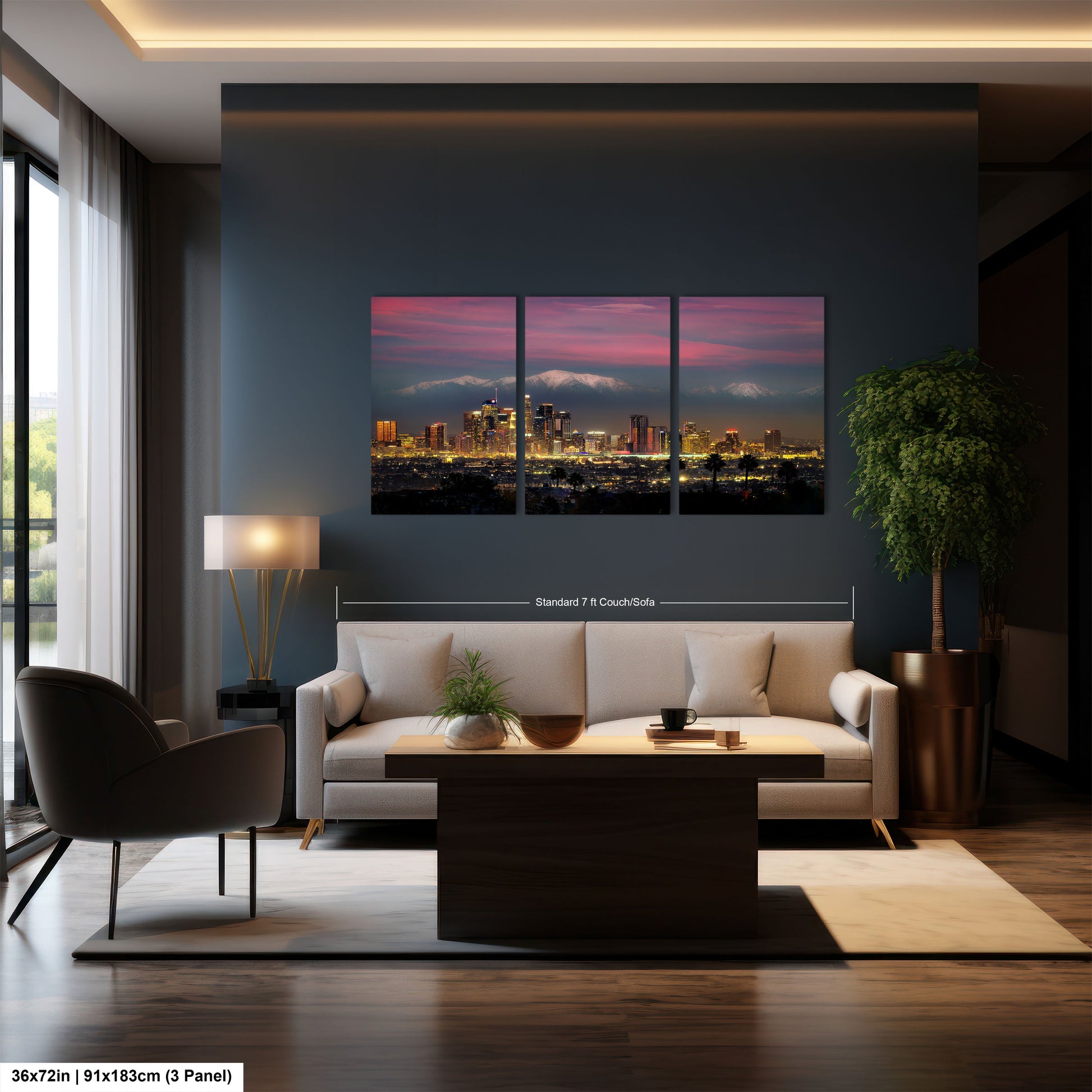 a living room filled with furniture and a painting on the wall