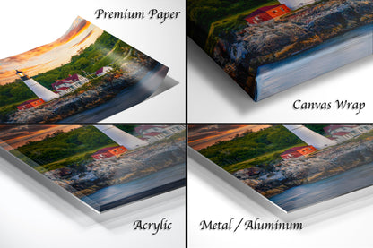 a series of four images of a lighthouse