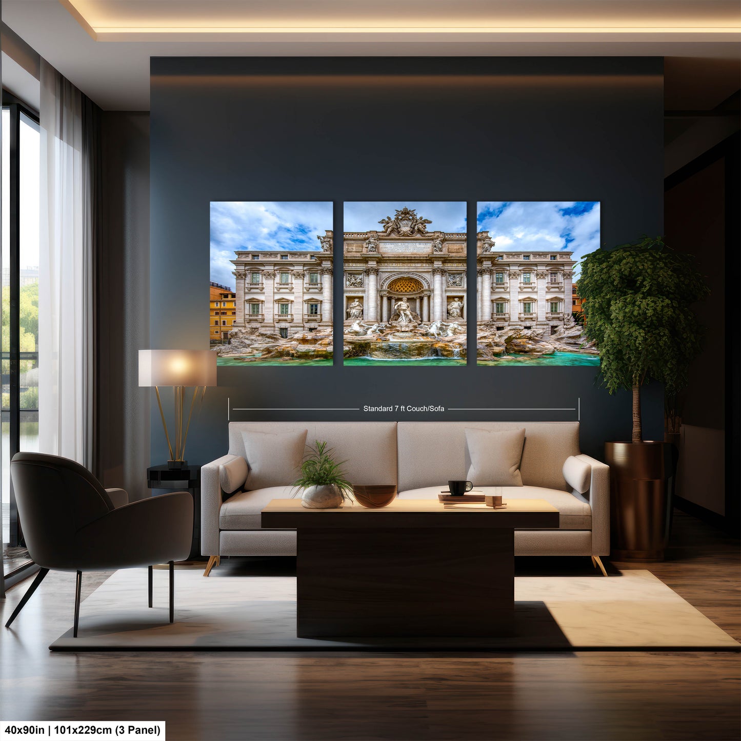 a living room filled with furniture and a large window