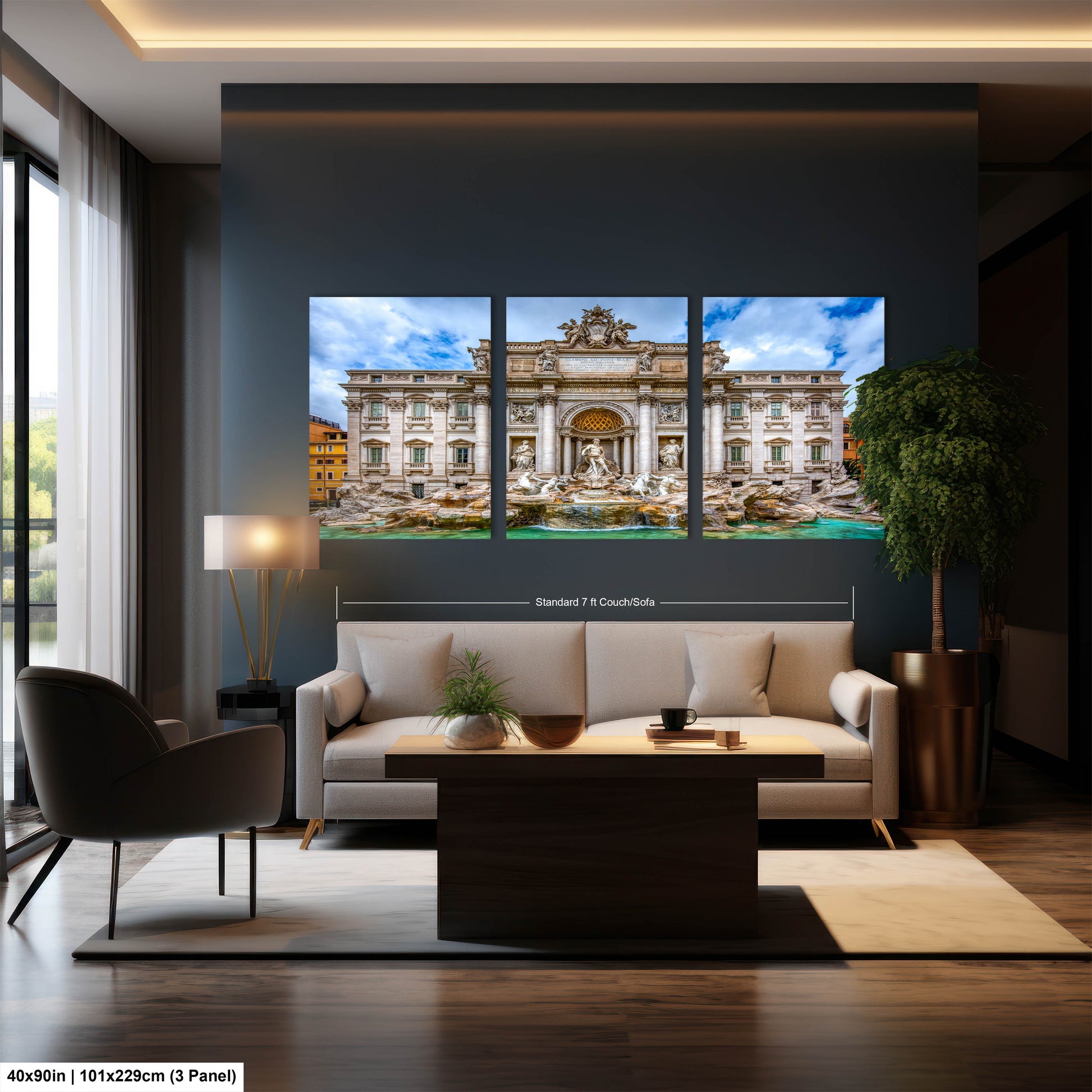 a living room filled with furniture and a large window