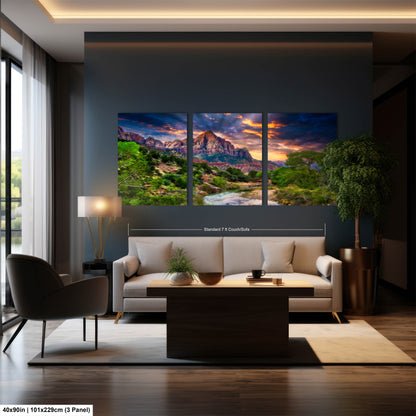 a living room filled with furniture and a painting on the wall