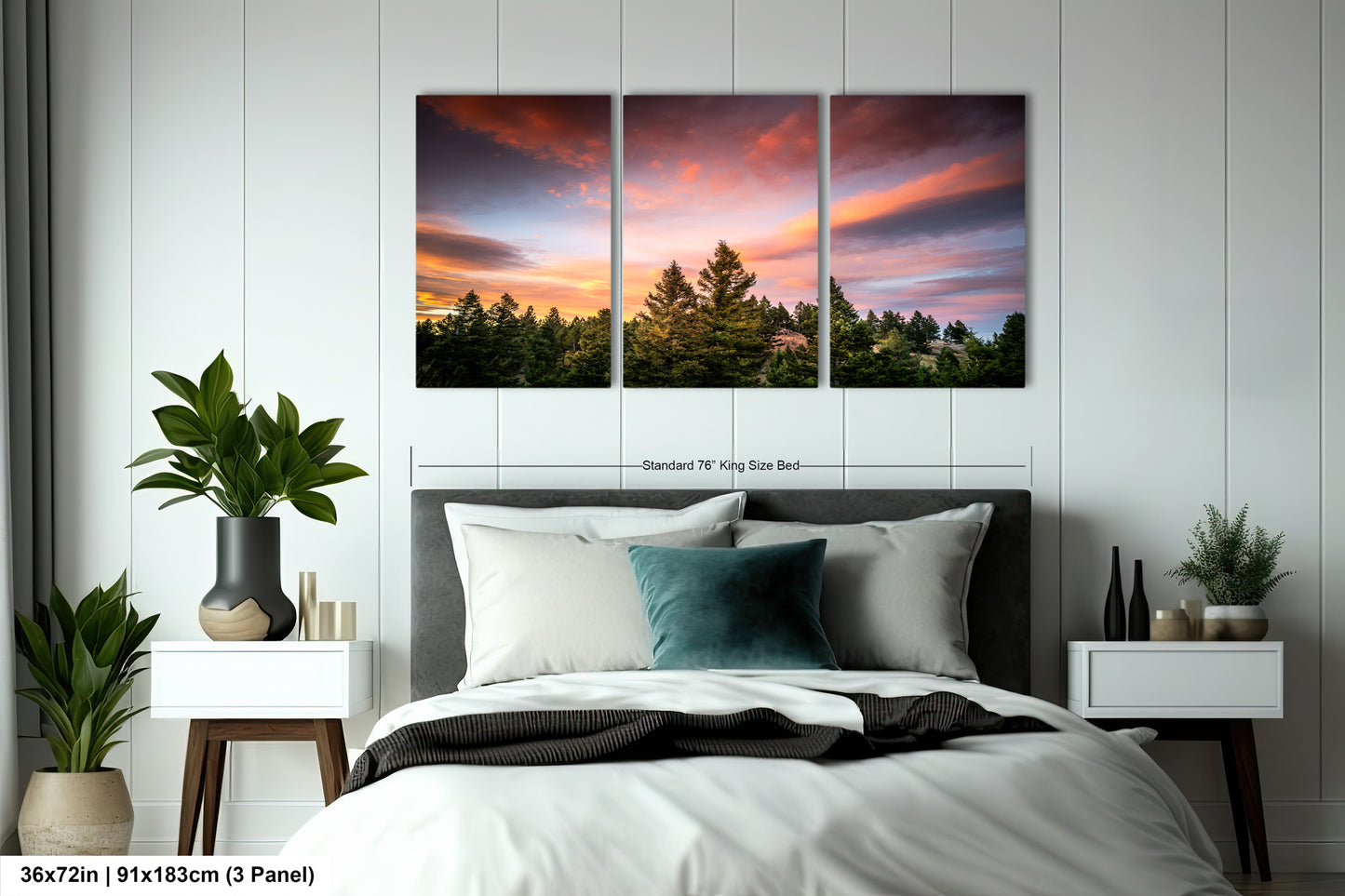 a bedroom scene with focus on the bed