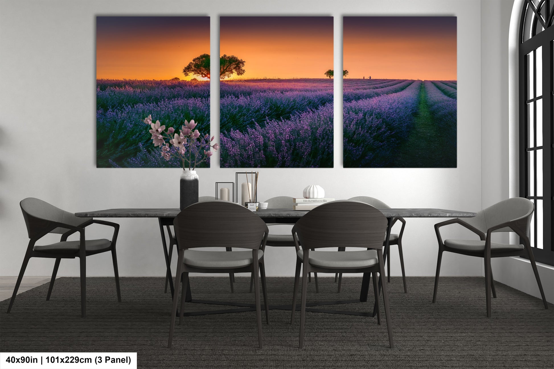 a dining room with a table and chairs