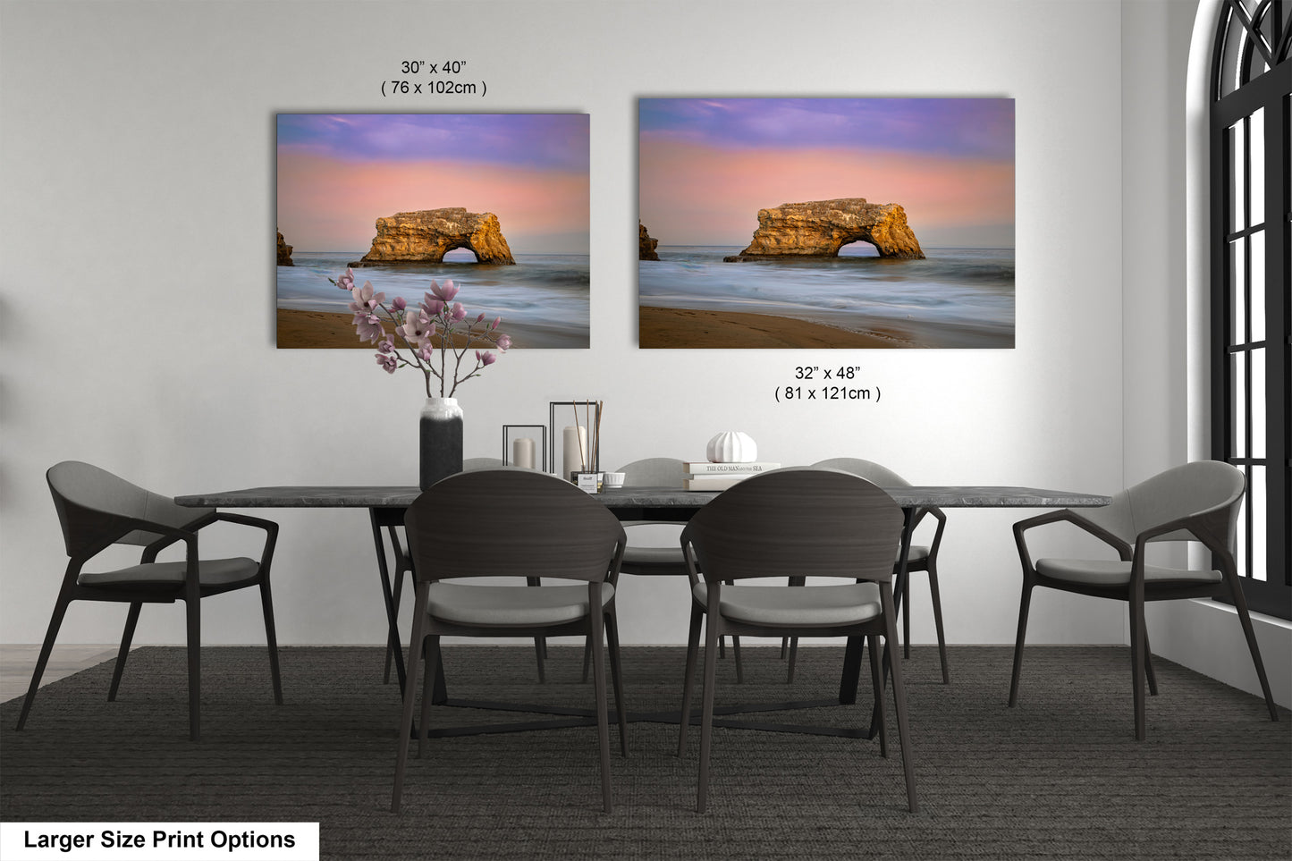 a dining room with a table and chairs