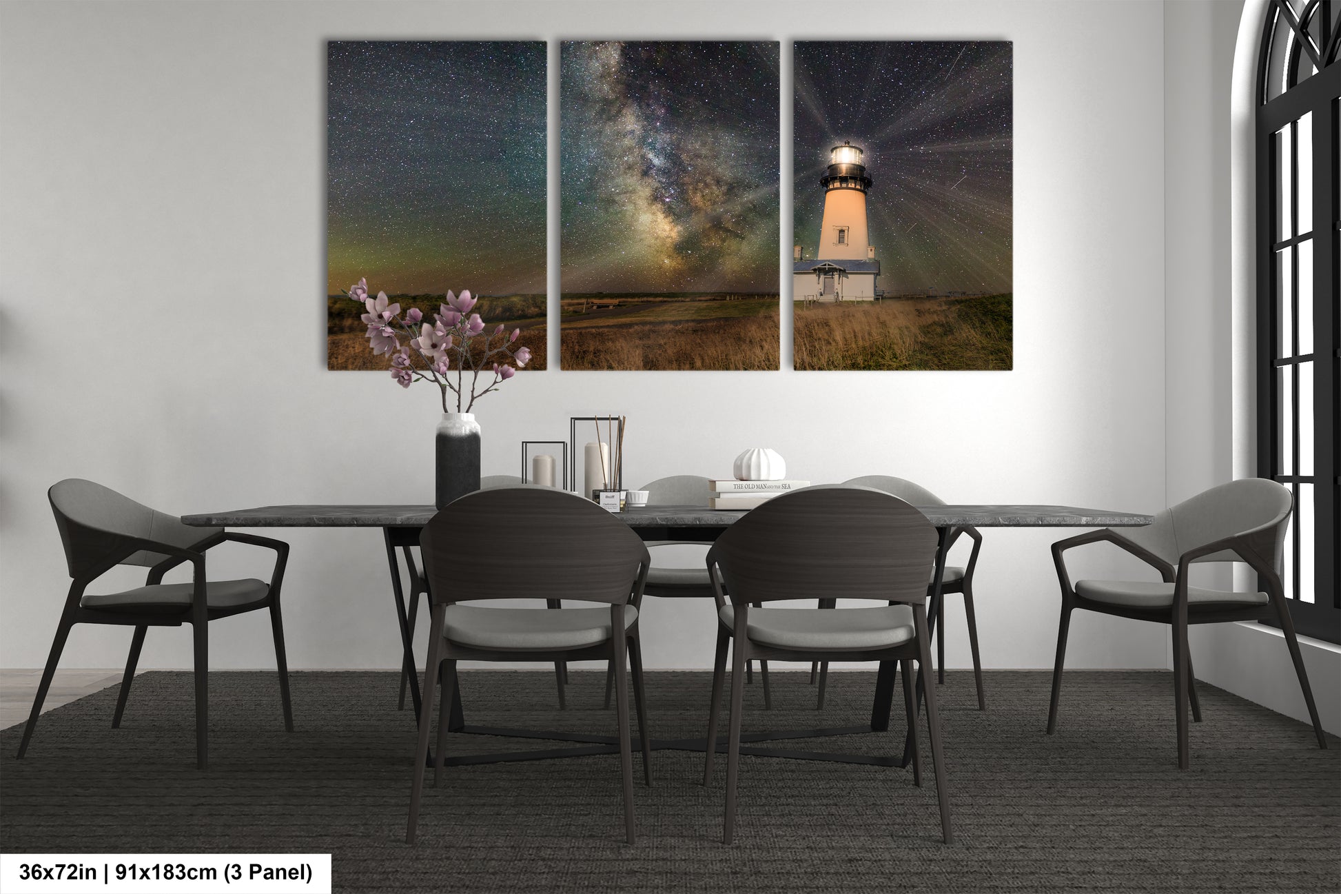 a dining room with a table and chairs