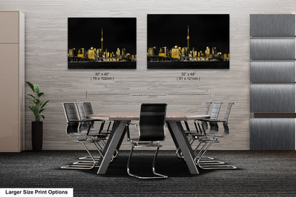a dining room table with chairs and a picture of a city at night