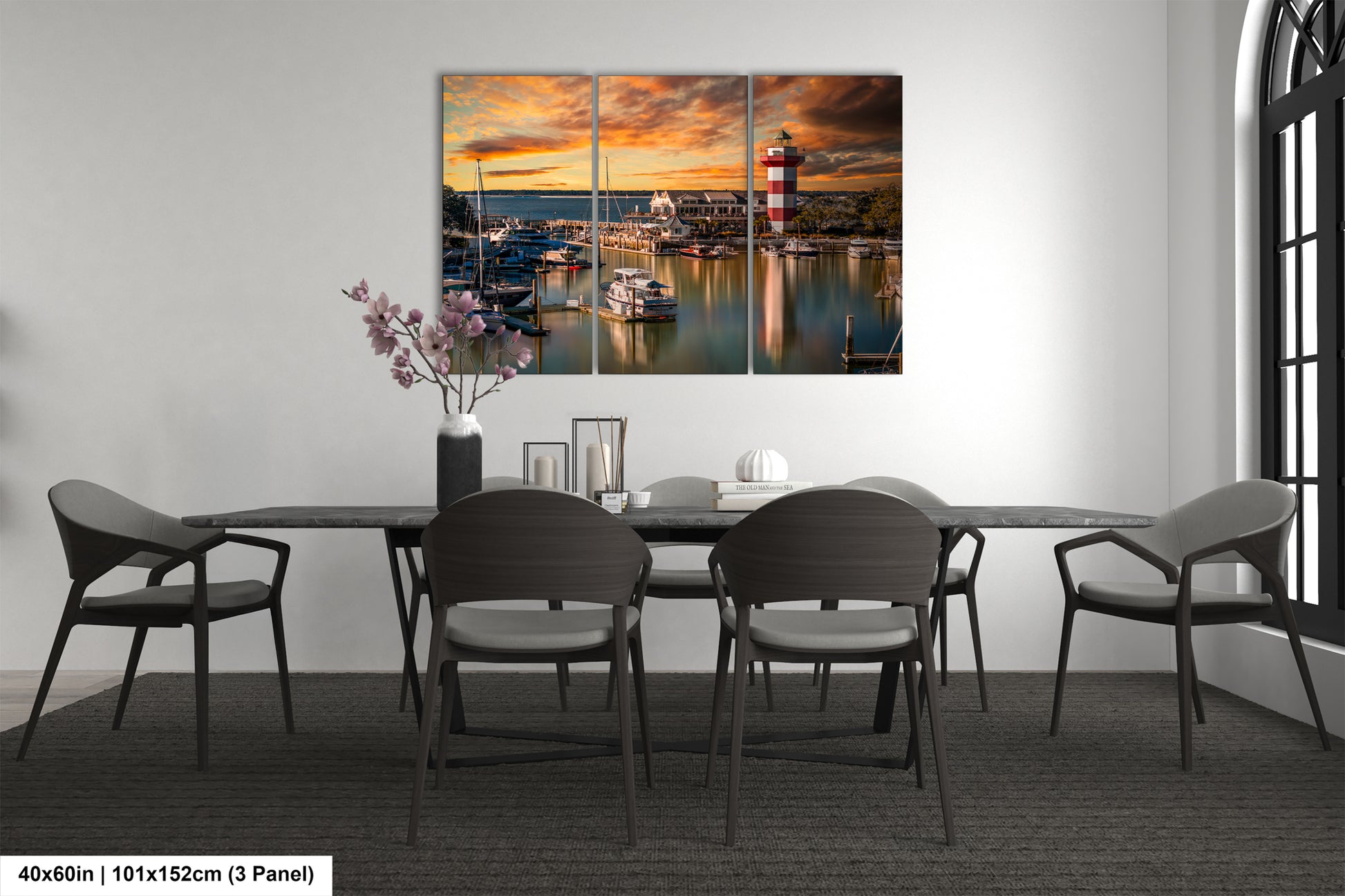 a dining room with a table and chairs