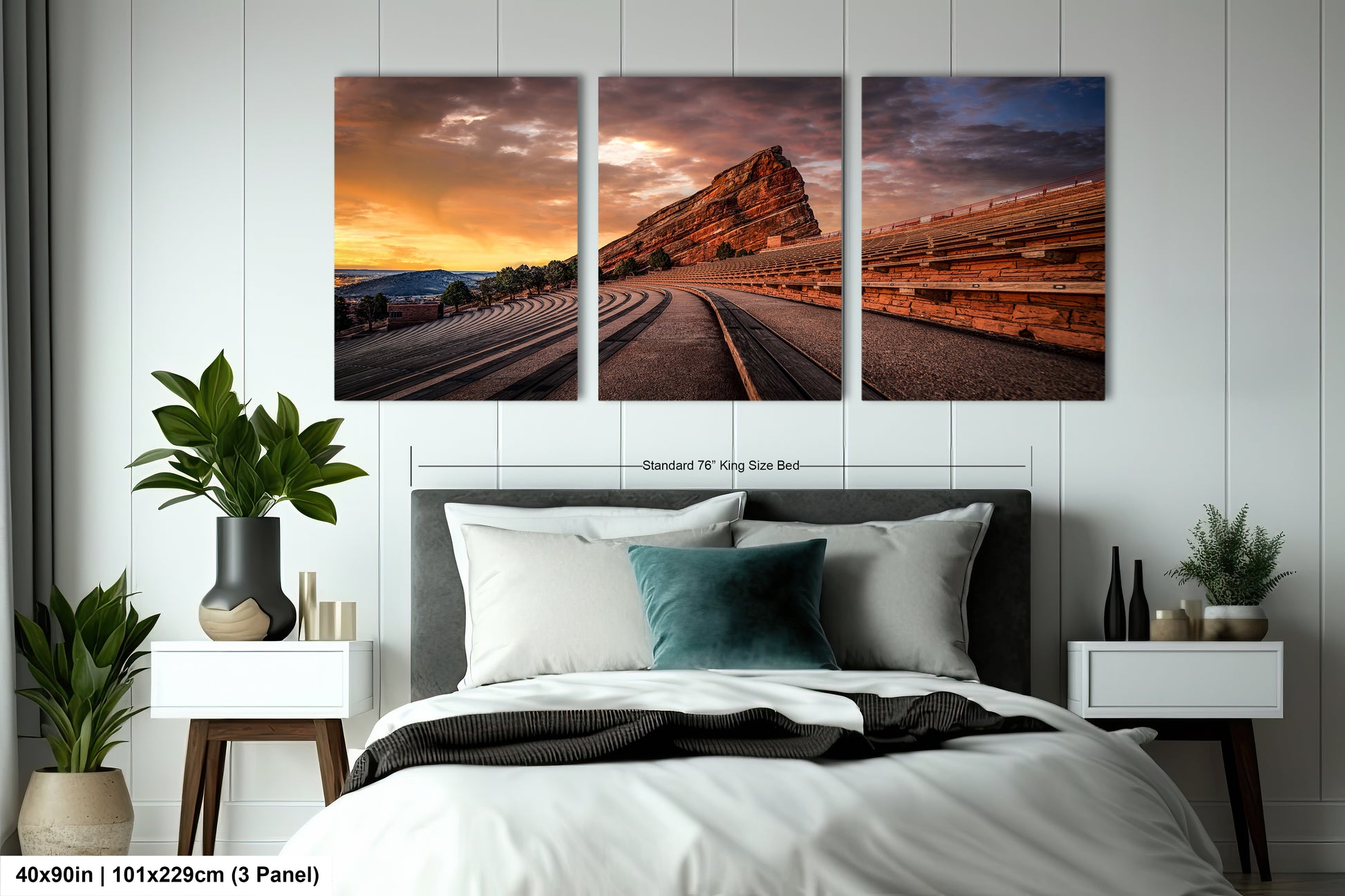 a bedroom scene with focus on the bed