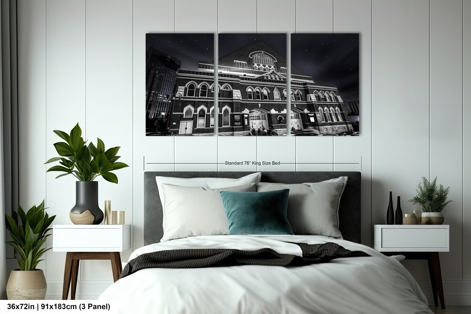 a hotel room with a bed and a plant