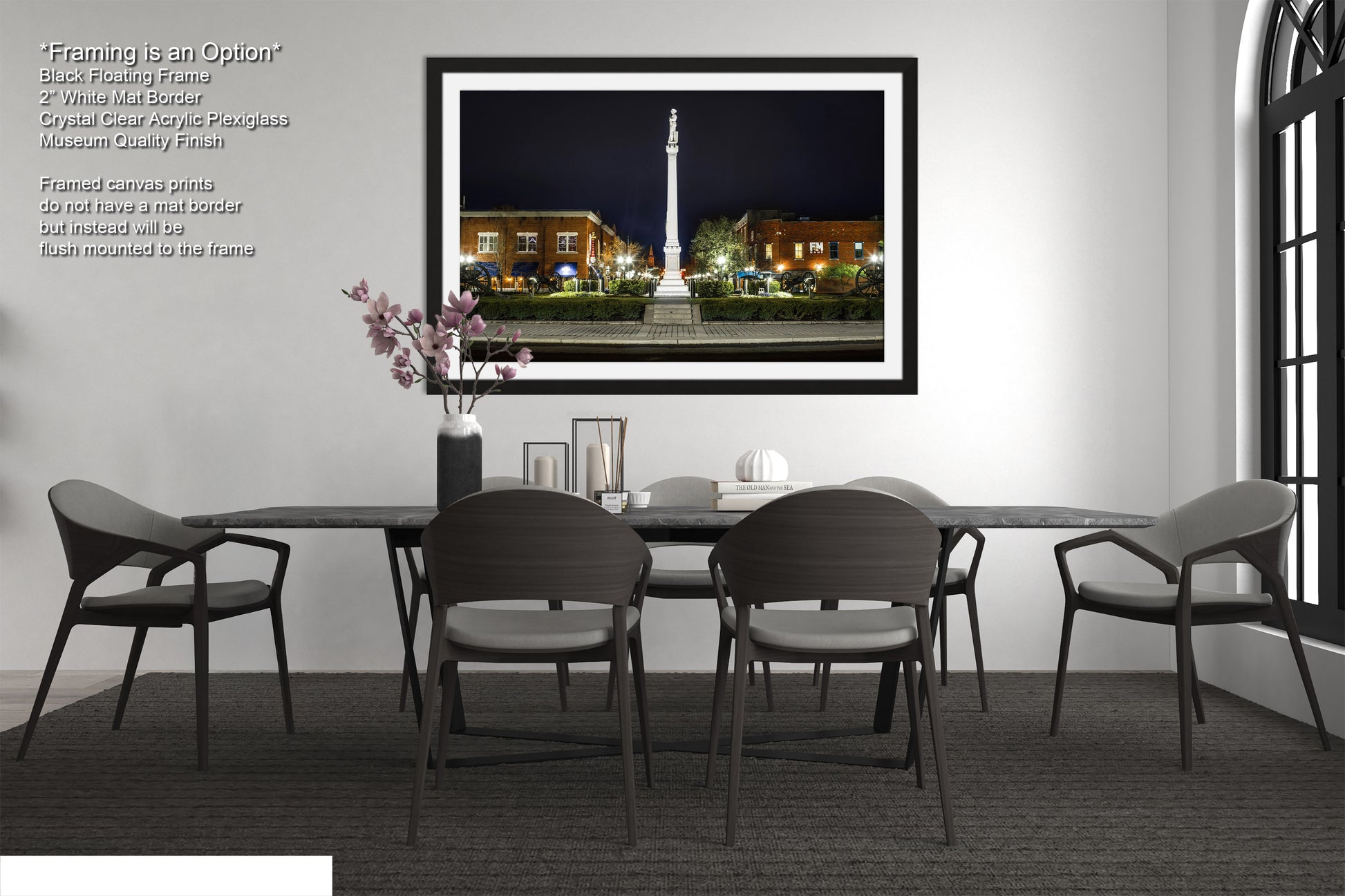 a dining room with a table and chairs