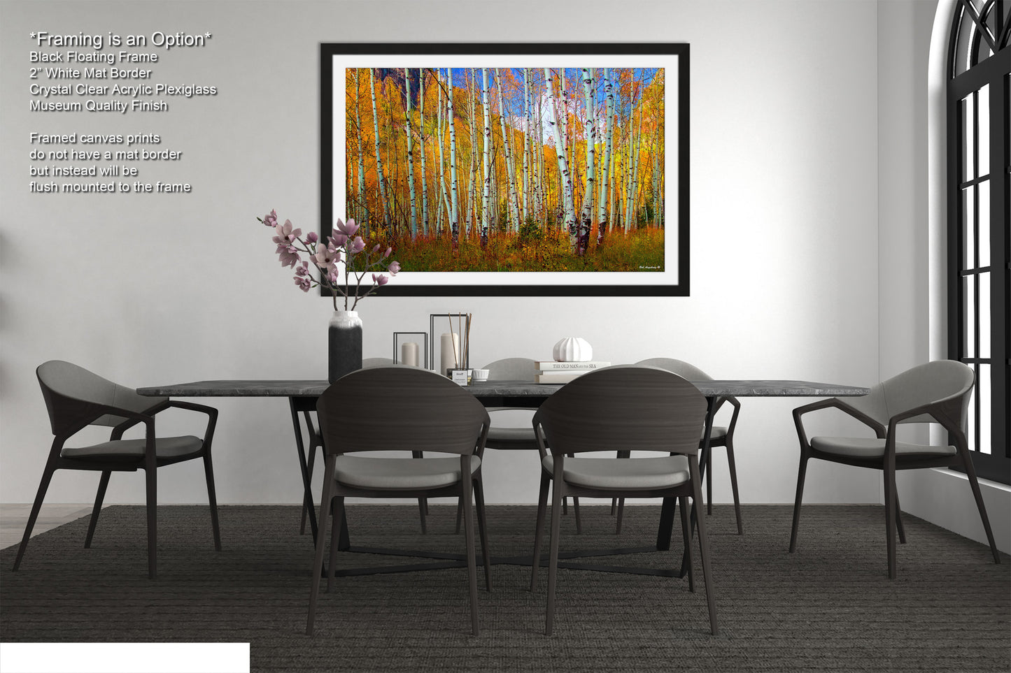 a picture of a dining room with a table and chairs