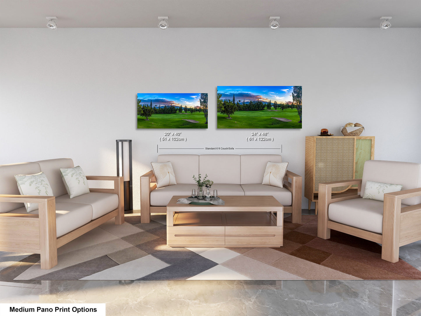 a living room filled with furniture and a painting on the wall