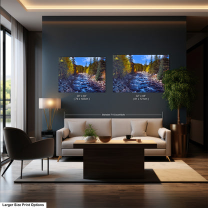 a living room filled with furniture and a painting on the wall