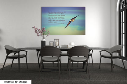 a room with a table and chairs and a painting on the wall