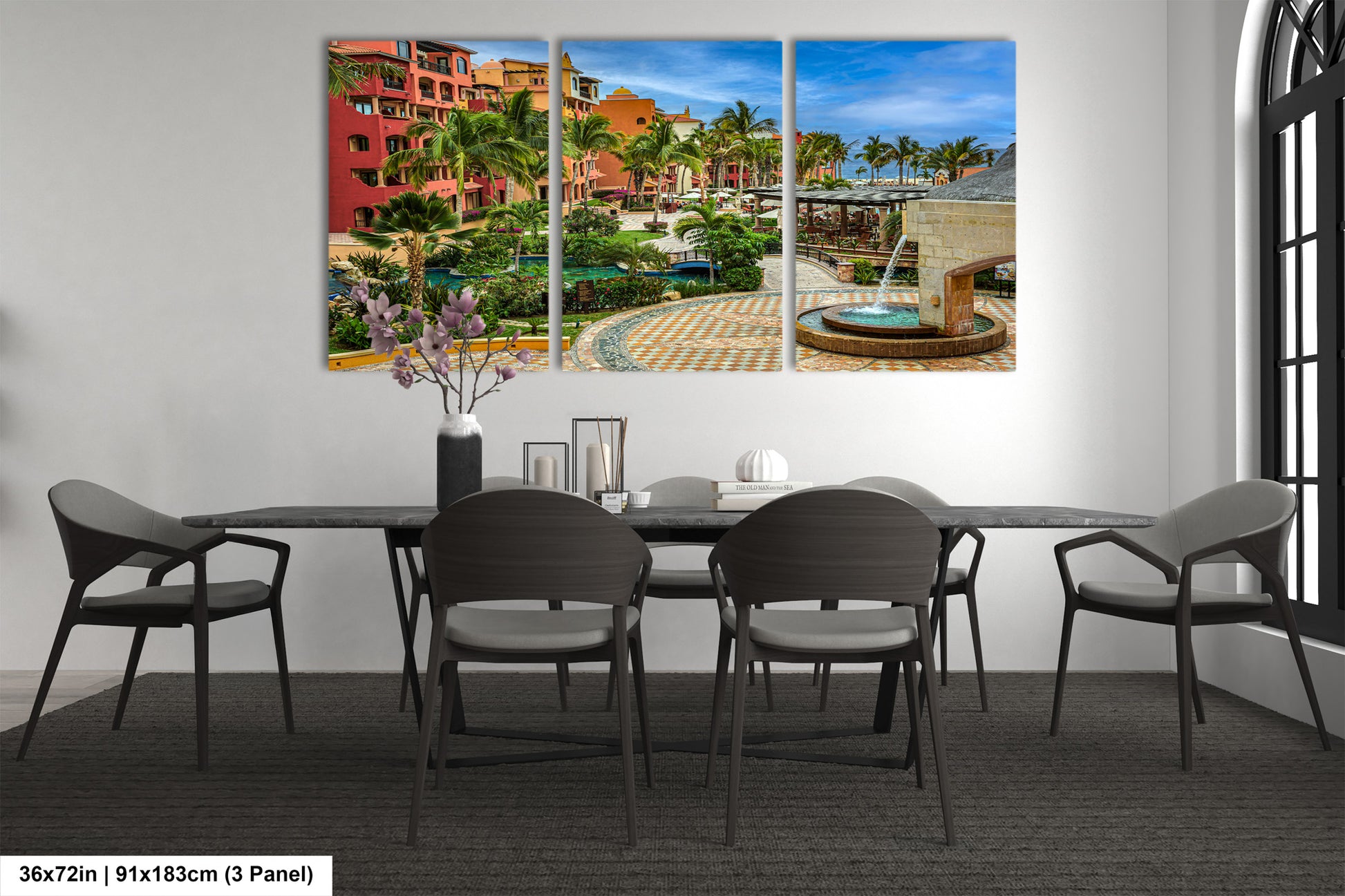 a dining room with a table and chairs