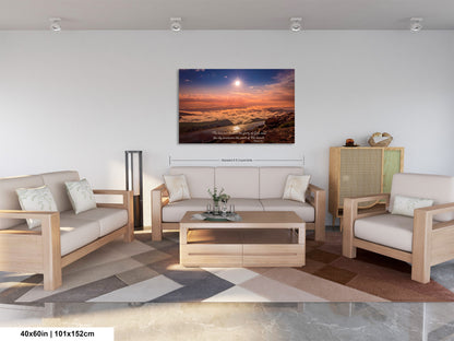 a living room filled with furniture and a painting on the wall
