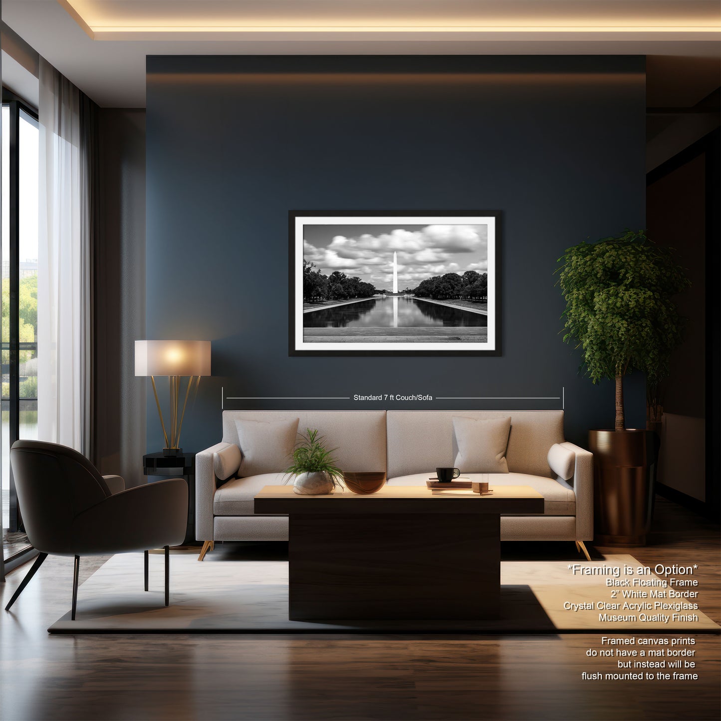 a living room with a couch and a table