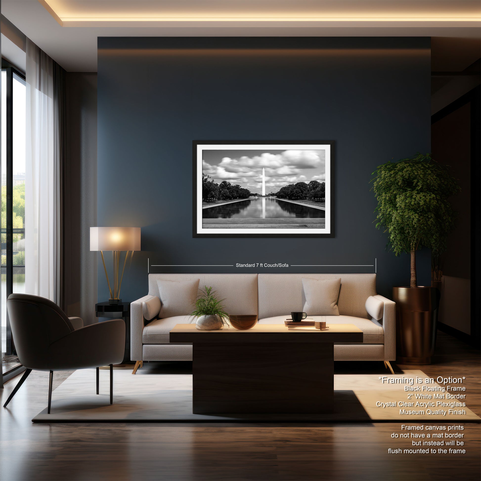 a living room with a couch and a table