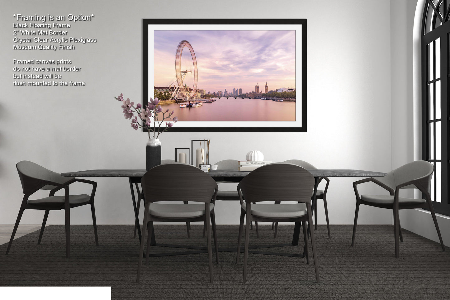 a picture of a ferris wheel in a dining room