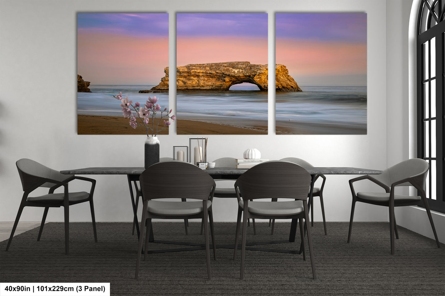 a dining room with a table and chairs