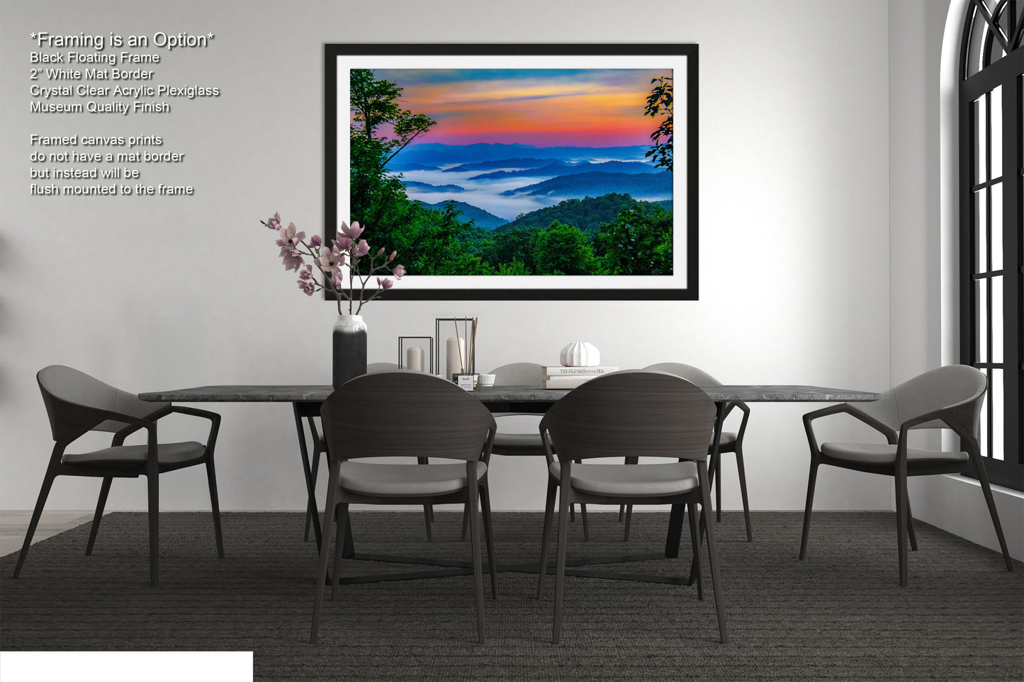 a picture of a dining room with a table and chairs