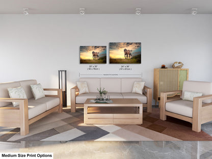 a living room filled with furniture and a painting on the wall