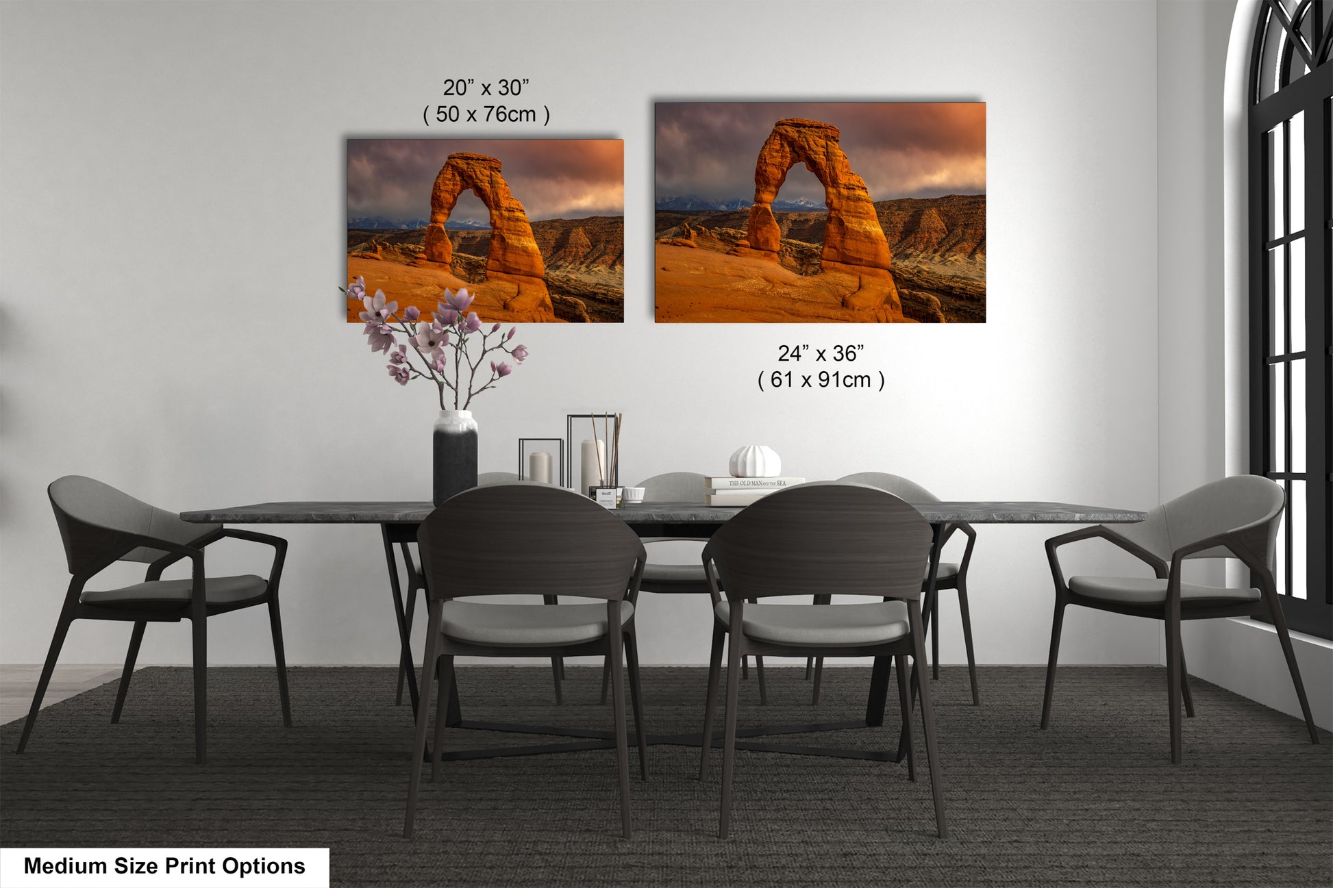 a dining room with a table and chairs