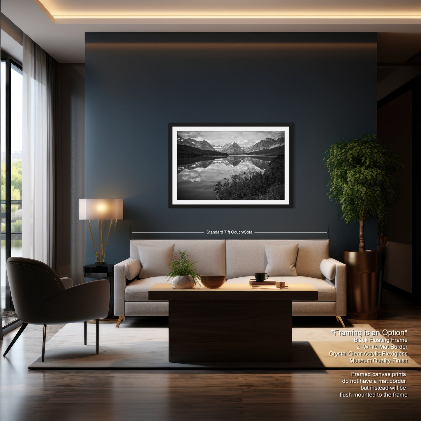 a living room filled with furniture and a painting on the wall