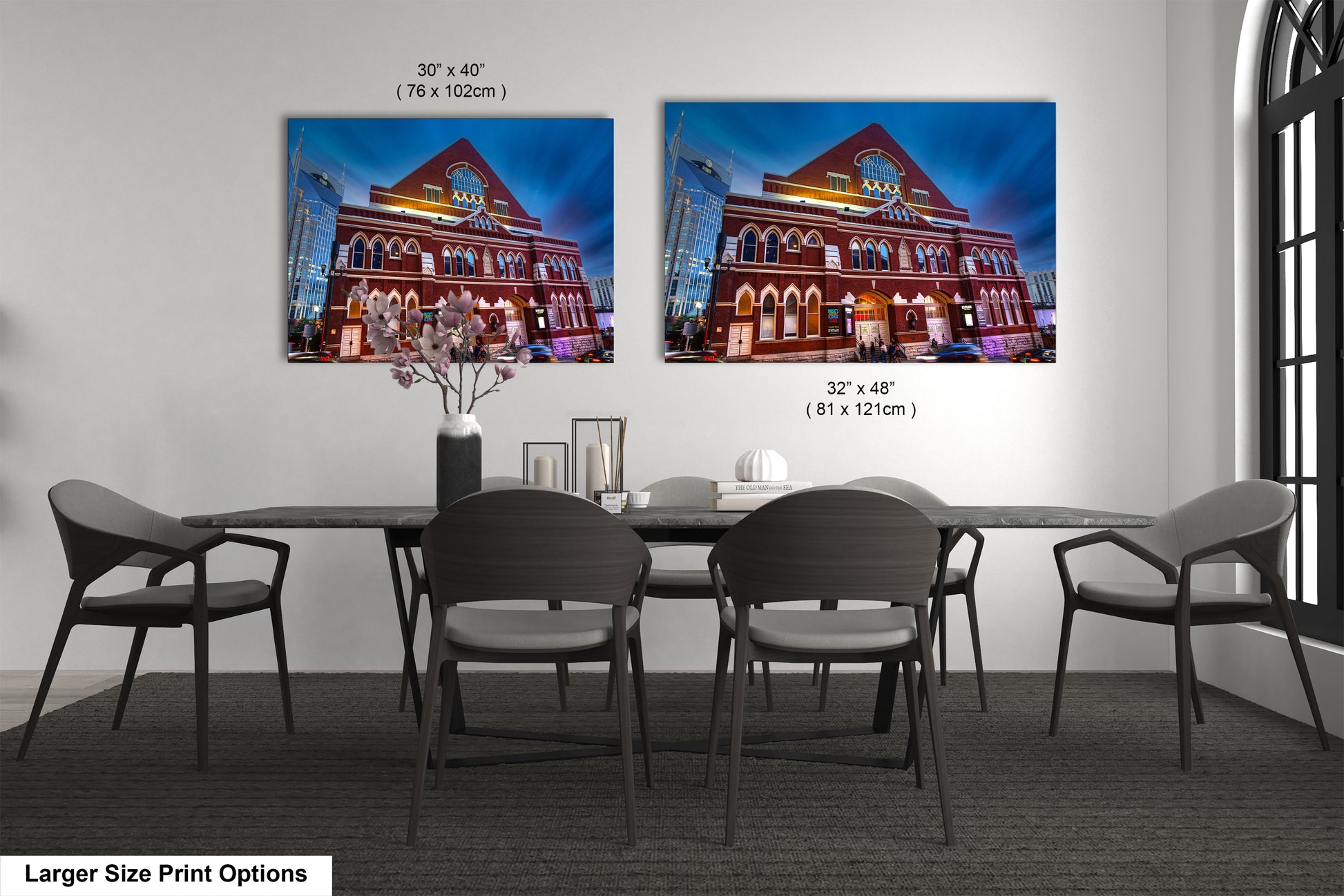 a dining room with a table and chairs