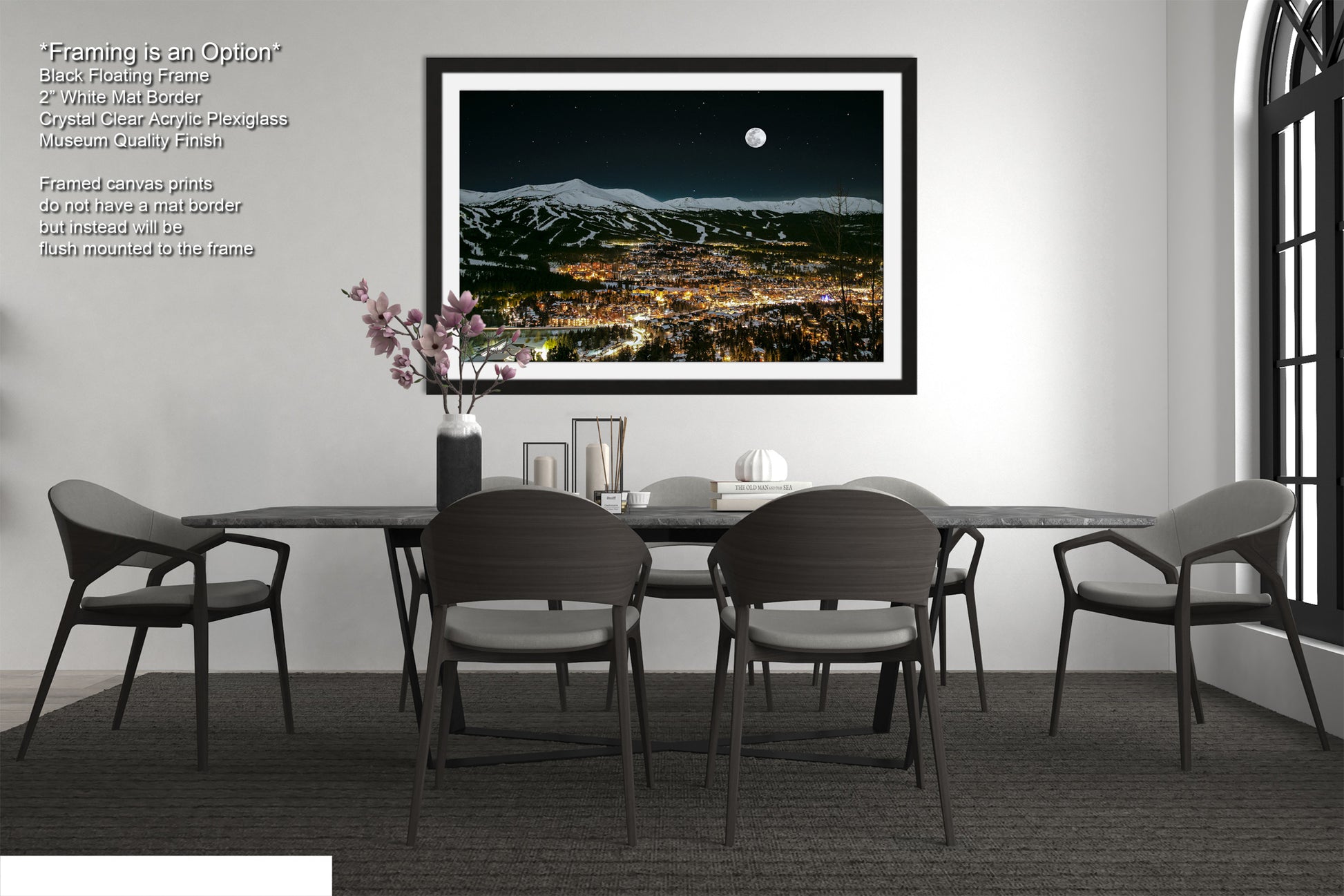 a picture of a dining room with a table and chairs