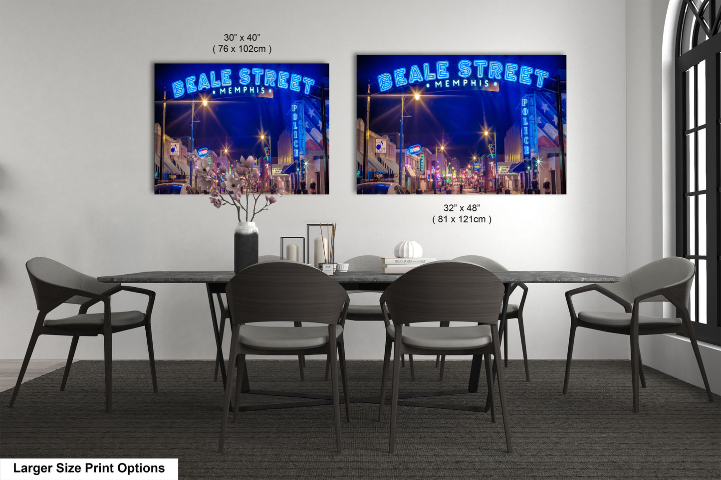 a dining room with a table and chairs