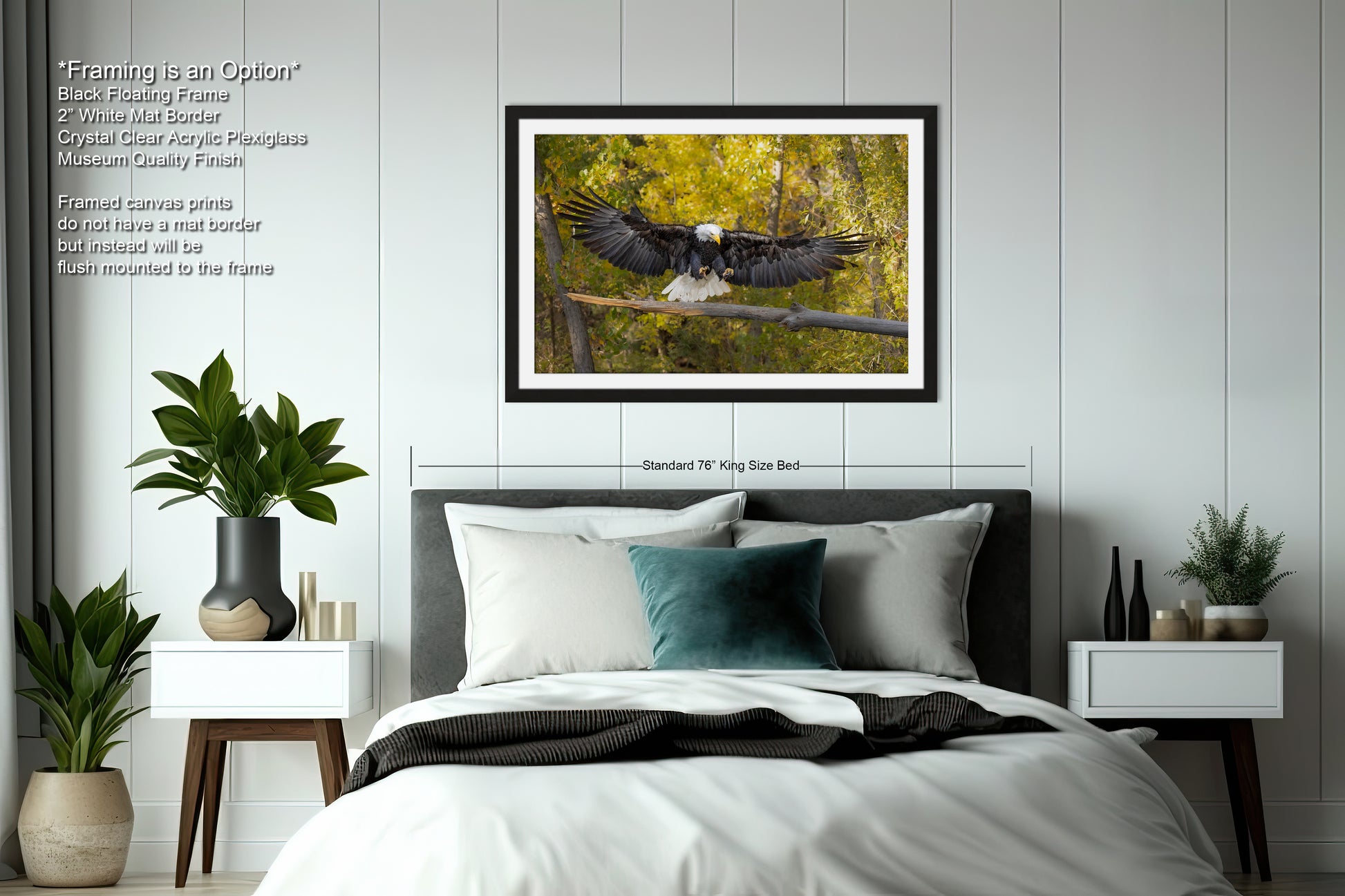 a large bird is sitting on a branch in a bedroom