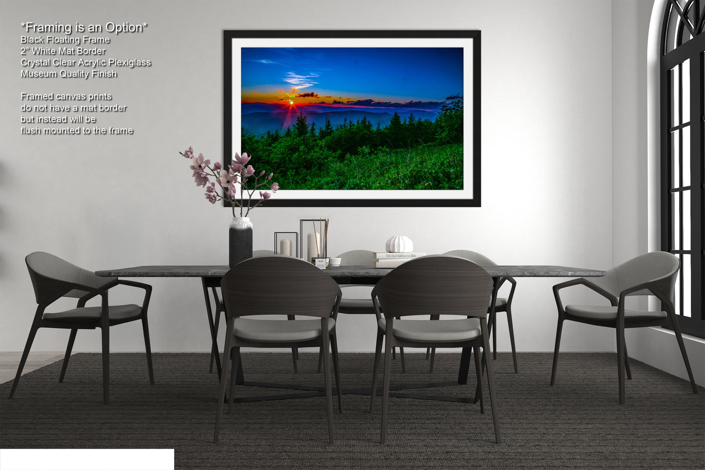 a picture of a dining room with a table and chairs