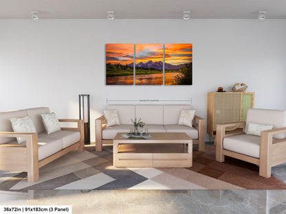 a living room filled with furniture and a painting on the wall
