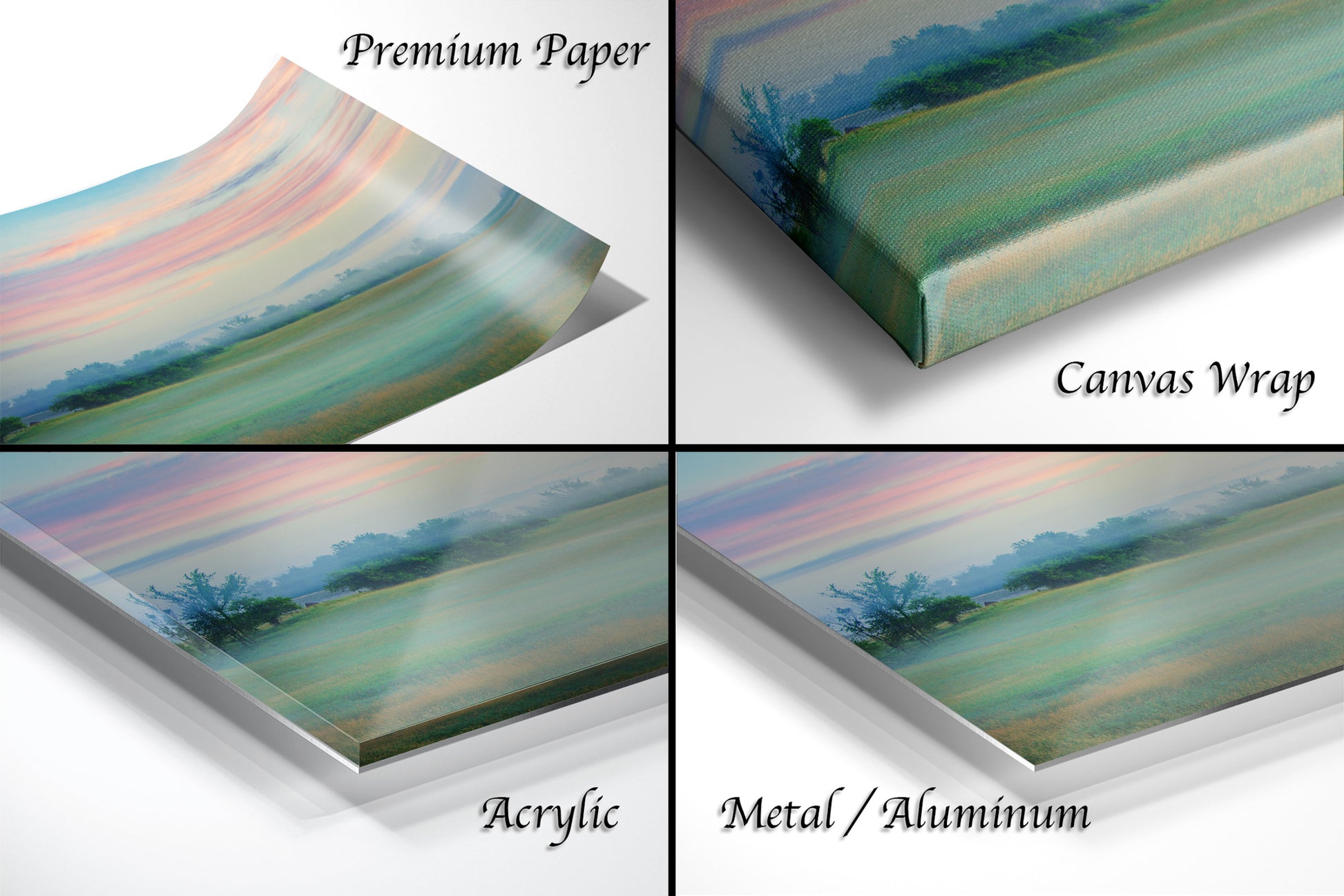 a series of four images showing different layers of a painting