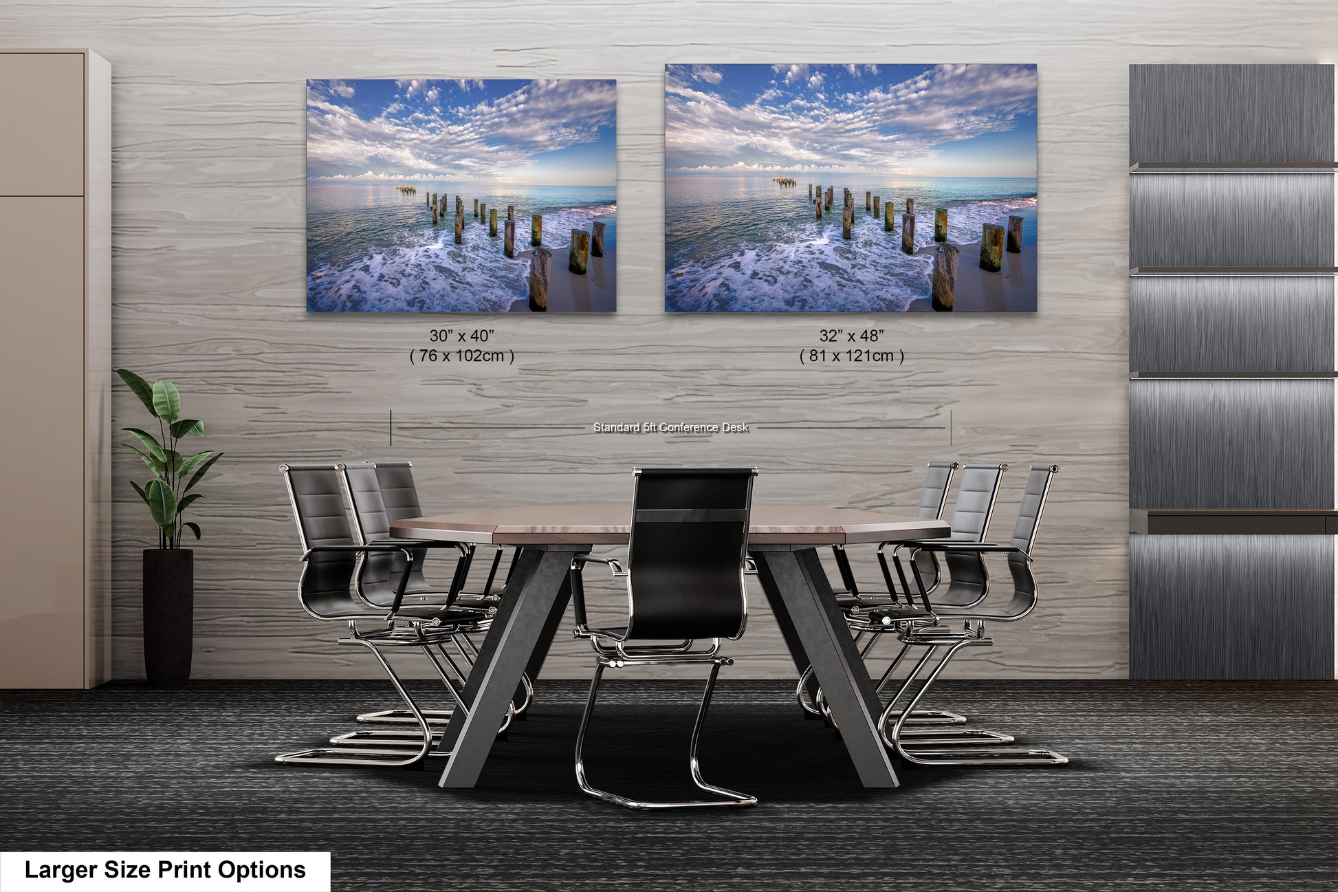 two pictures of a table and chairs in a room
