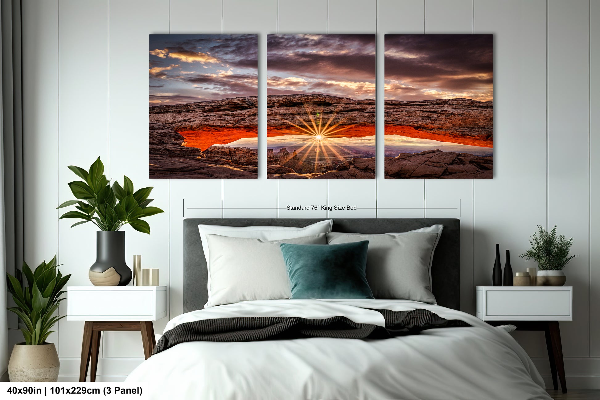 a bedroom scene with focus on the bed