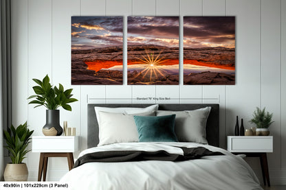 a bedroom scene with focus on the bed