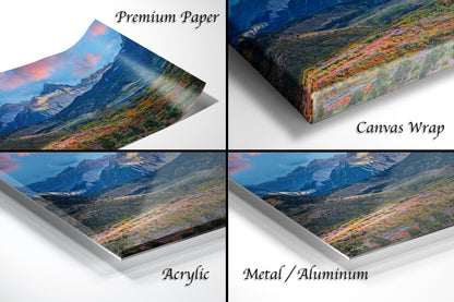 a series of four photos of a mountain range