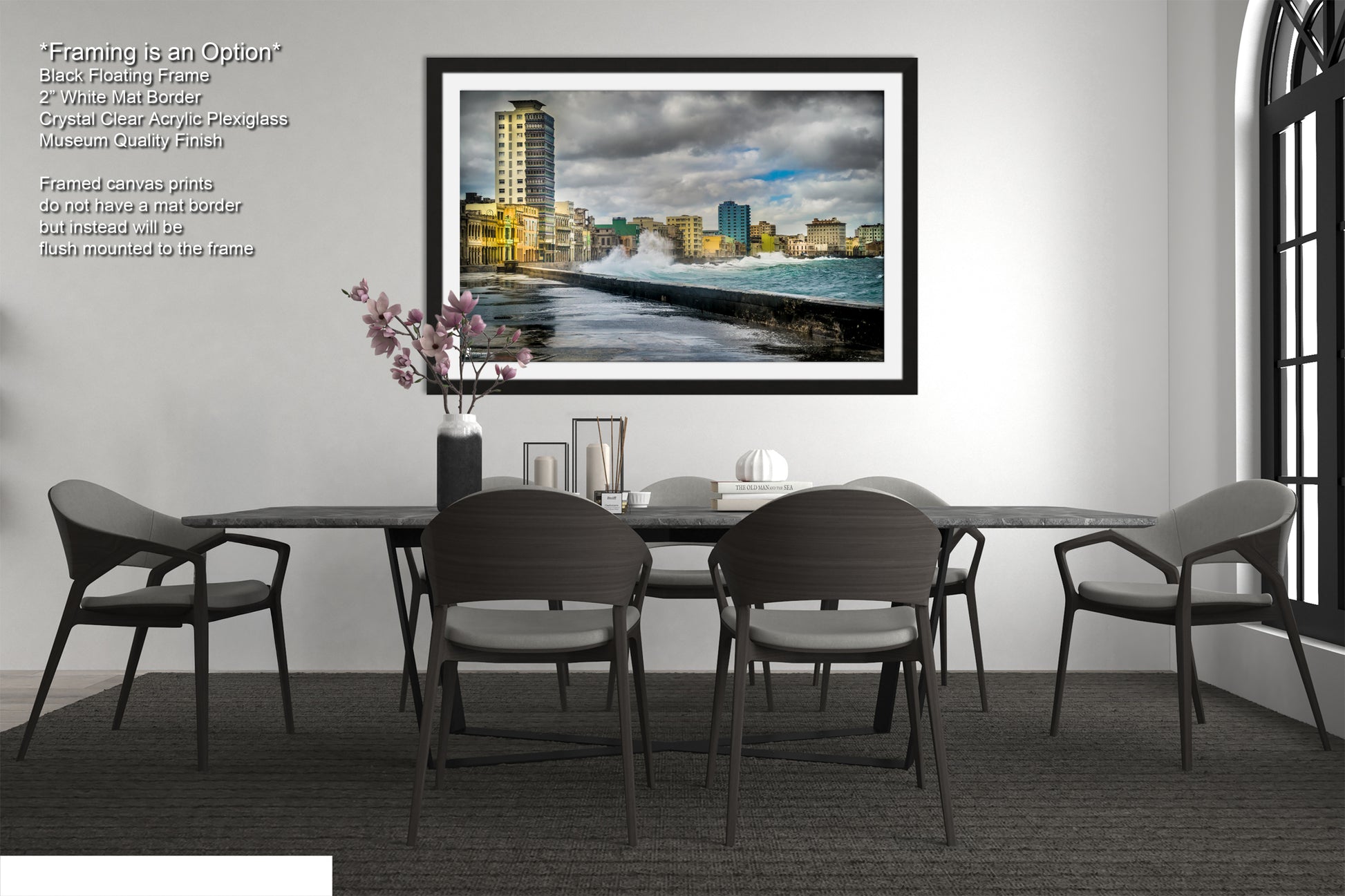 a picture of a dining room with a table and chairs