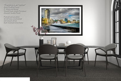 a picture of a dining room with a table and chairs