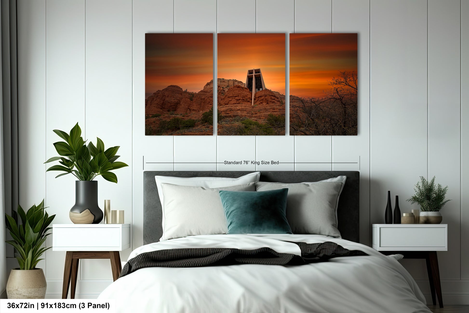 a bedroom scene with focus on the bed